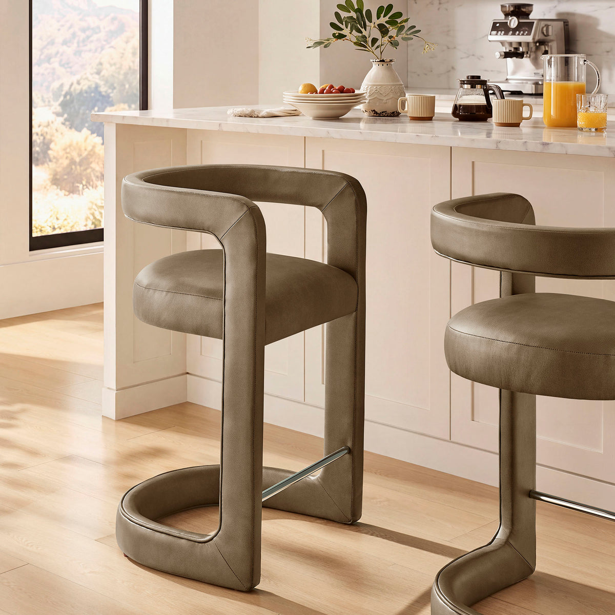 Winslow Premium Vegan Leather Counter Stool - Mushroom