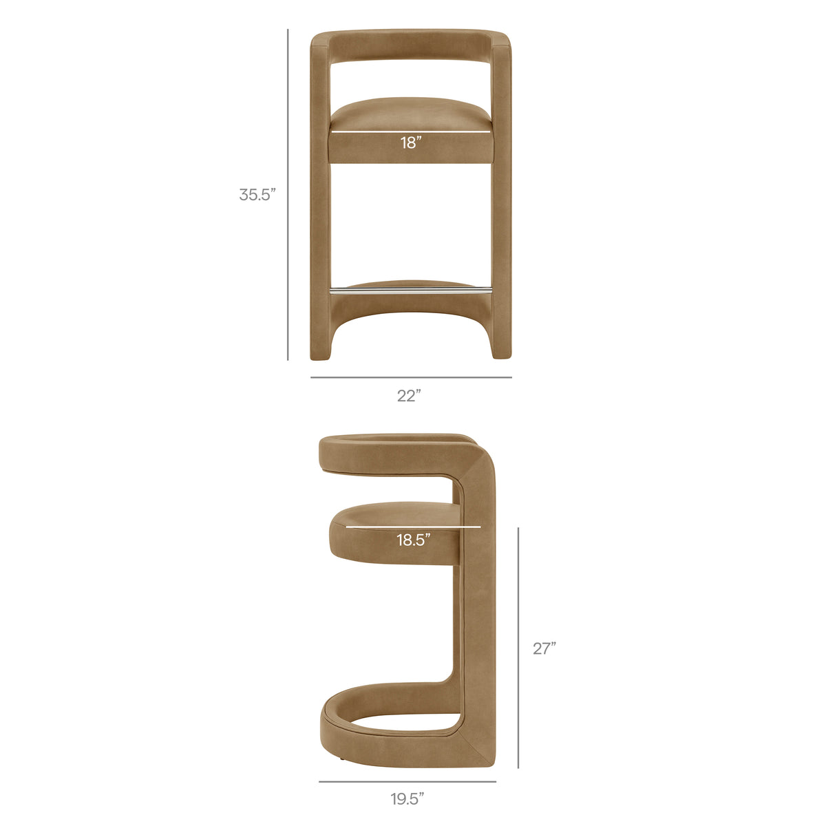 Winslow Premium Vegan Leather Counter Stool - Toast