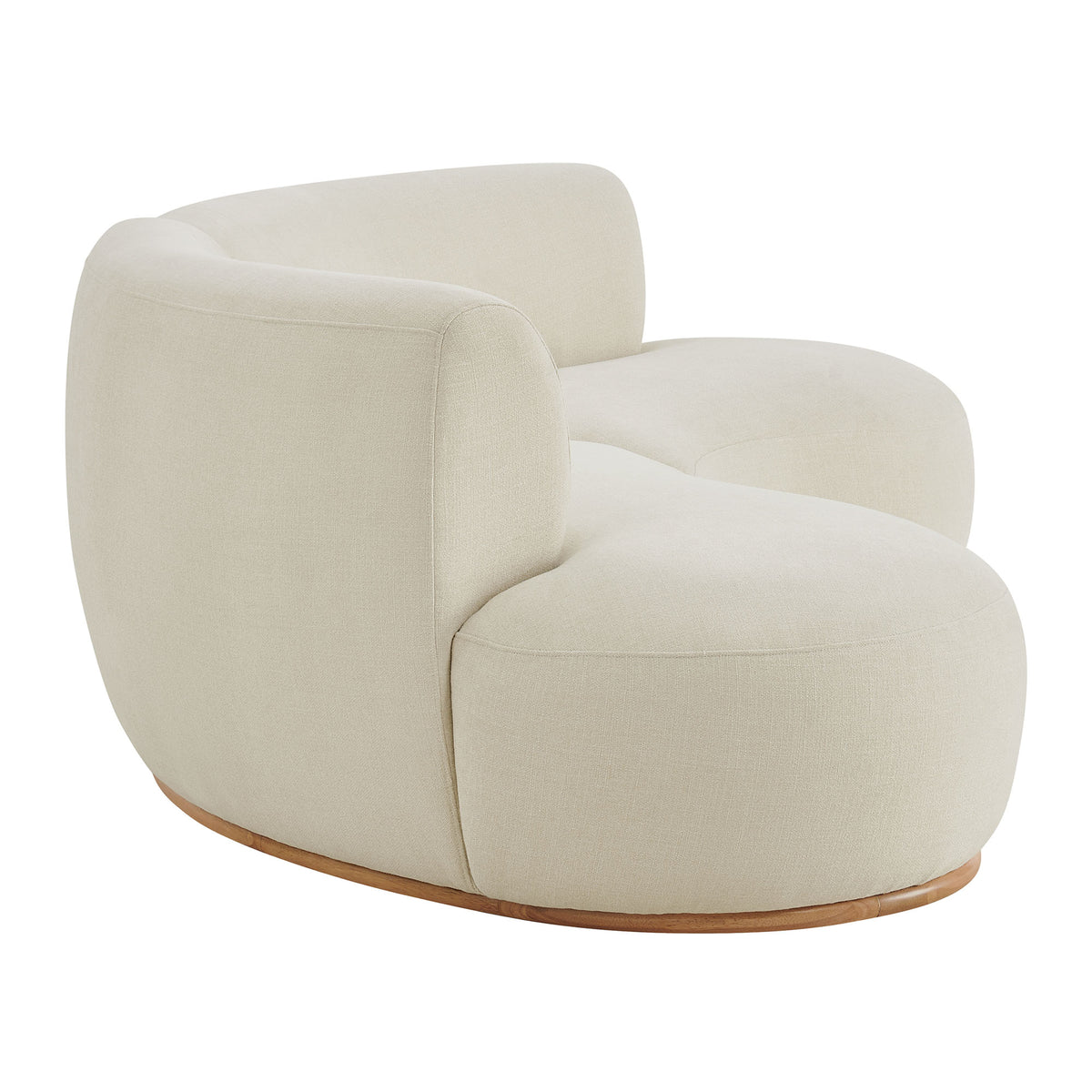 Rialta 2 Piece Curved Slub Weave Fabric Sectional Sofa - Ecru