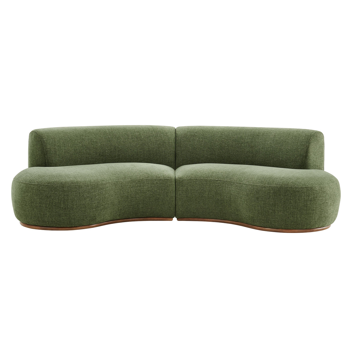 Rialta 2 Piece Curved Slub Weave Fabric Sectional Sofa - Foliage