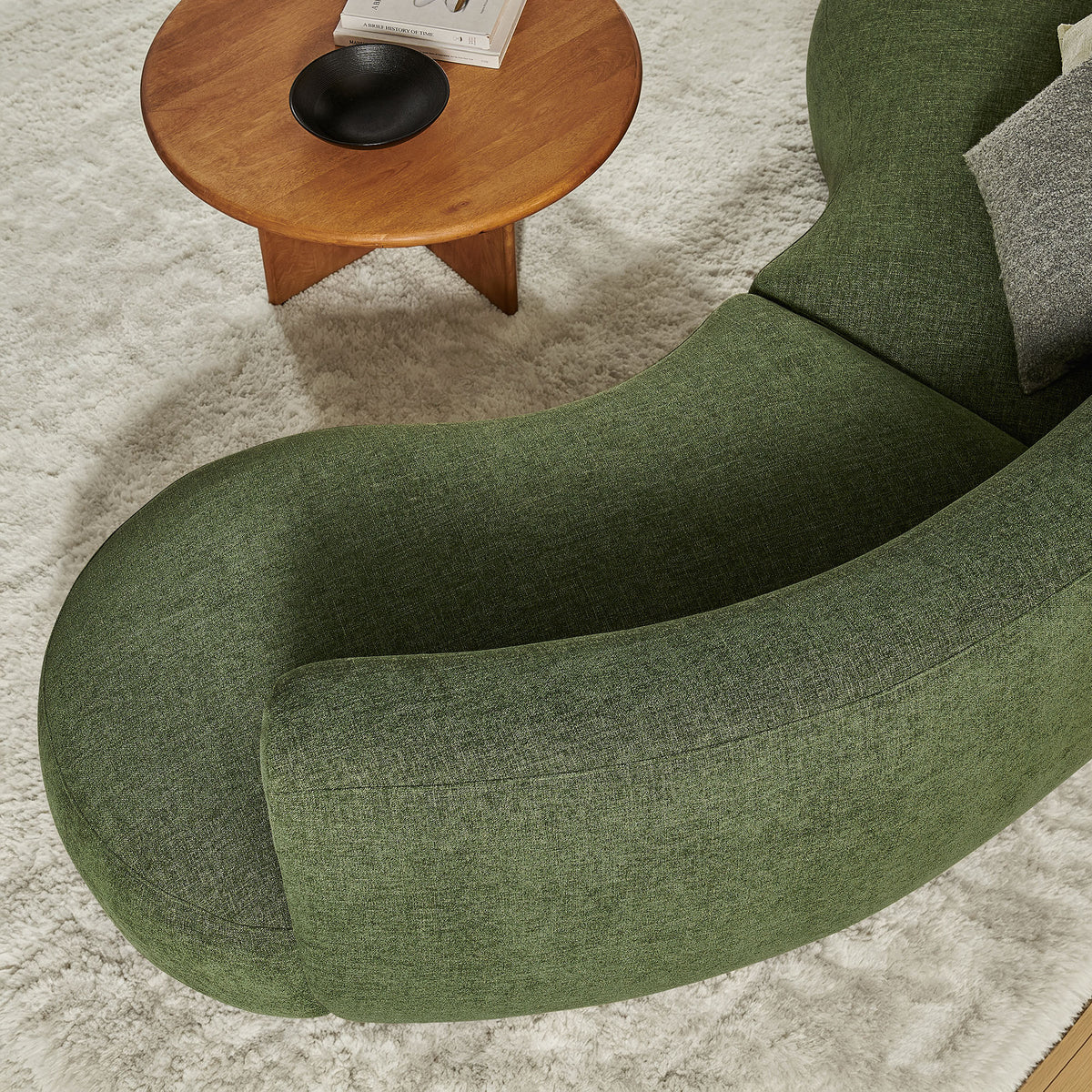Rialta 2 Piece Curved Slub Weave Fabric Sectional Sofa - Foliage