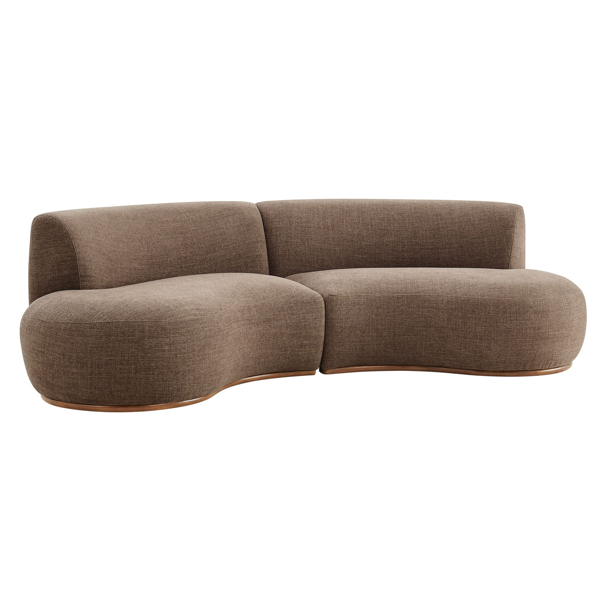 Rialta 2 Piece Curved Slub Weave Fabric Sectional Sofa - Mocha