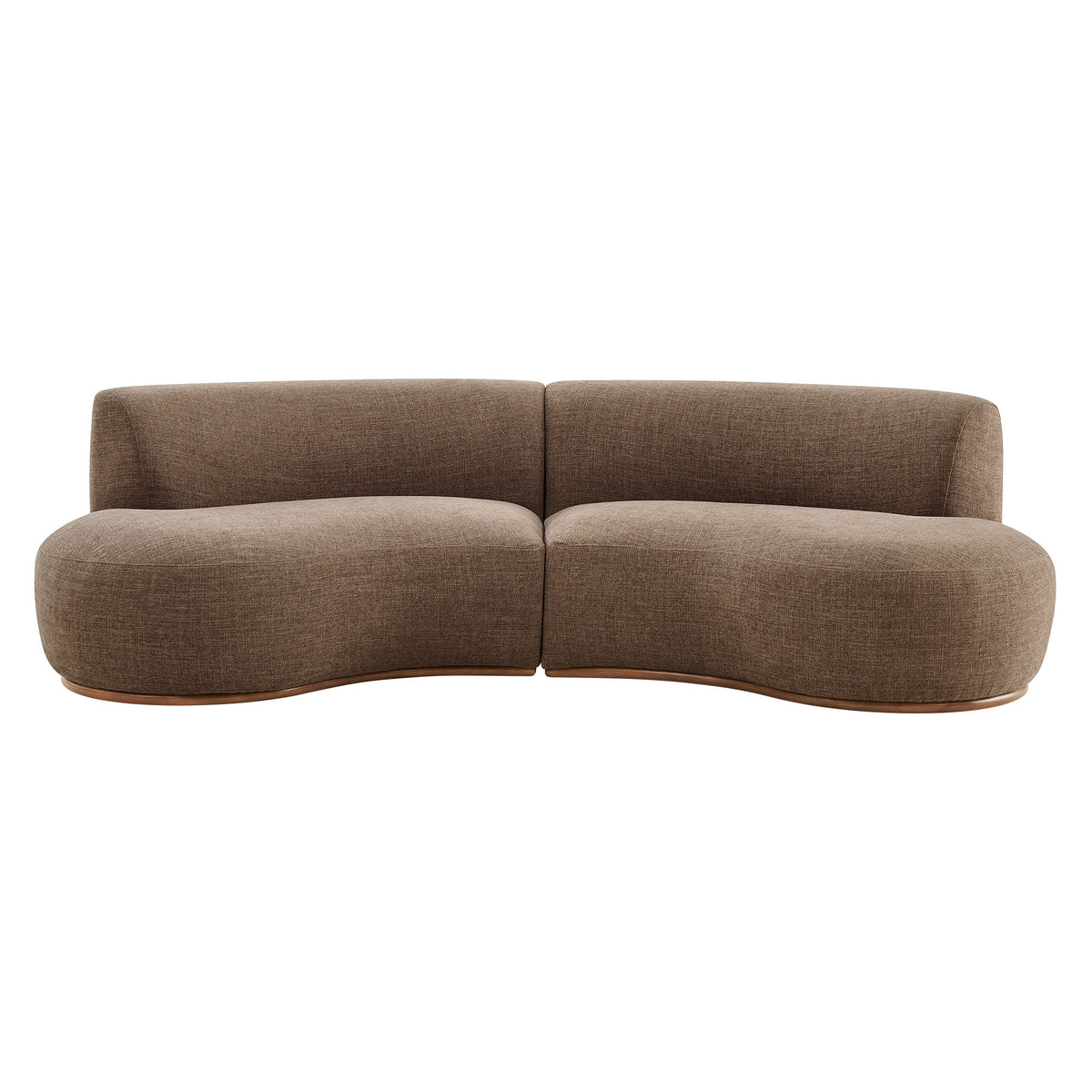 Rialta 2 Piece Curved Slub Weave Fabric Sectional Sofa - Mocha