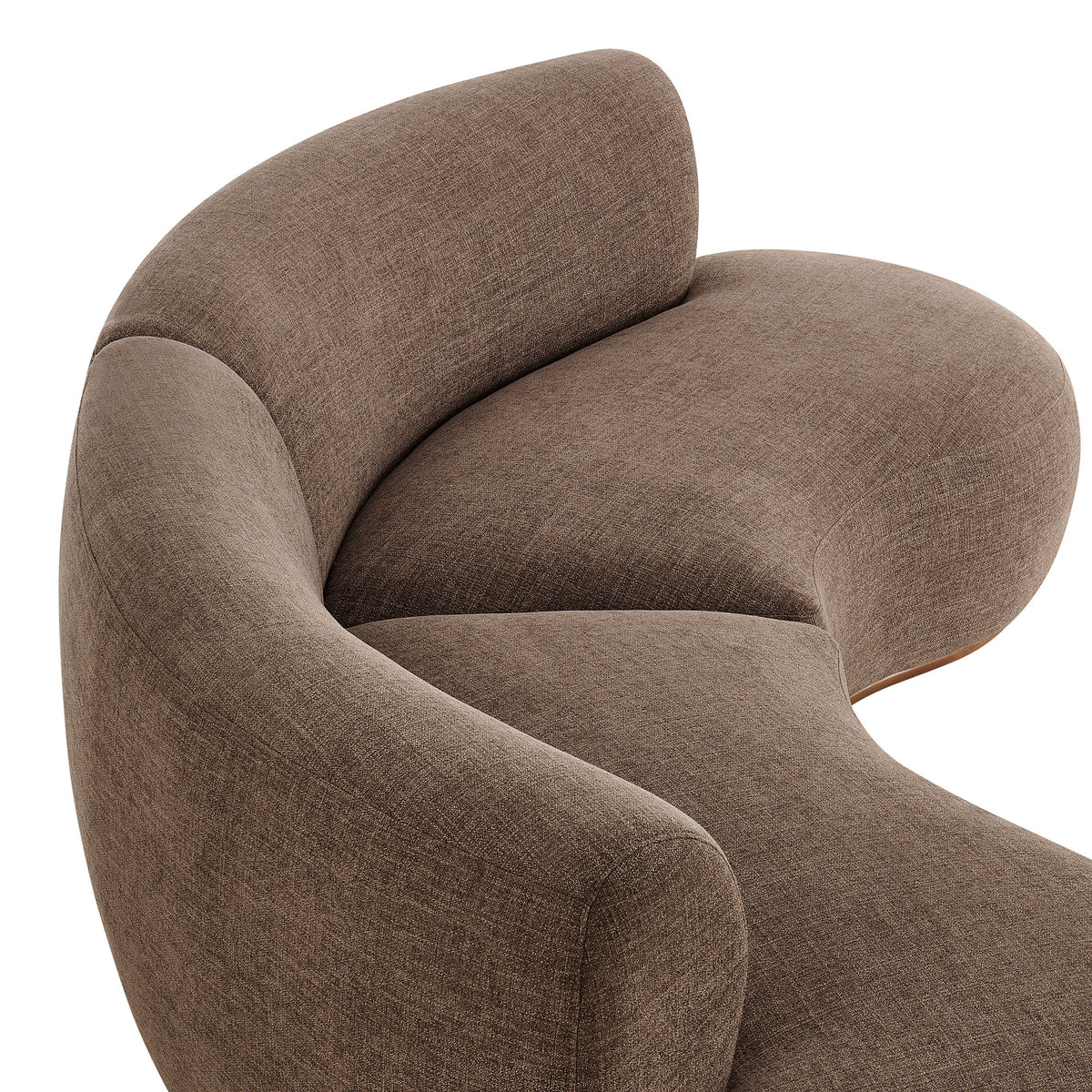Rialta 2 Piece Curved Slub Weave Fabric Sectional Sofa - Mocha