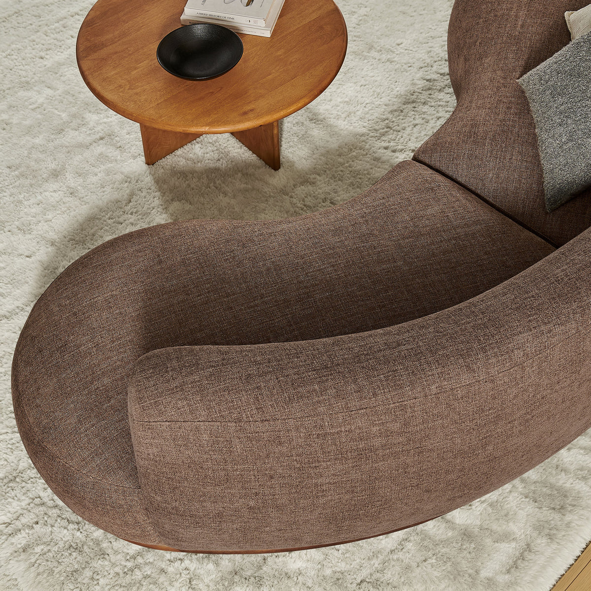 Rialta 2 Piece Curved Slub Weave Fabric Sectional Sofa - Mocha