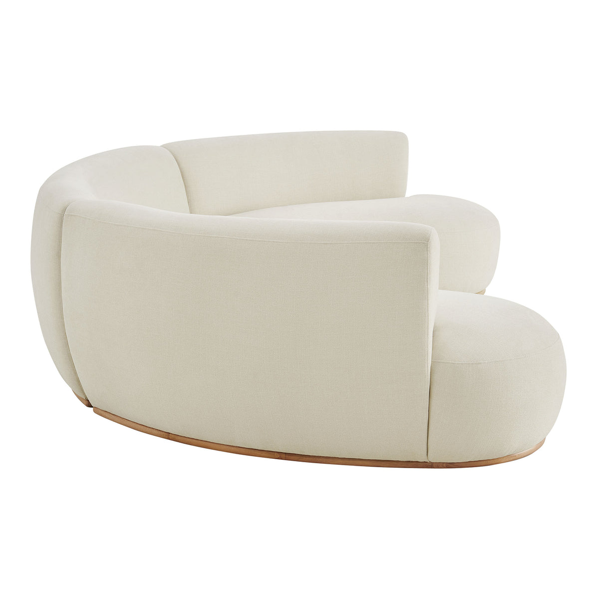 Rialta 3 Piece Curved Slub Weave Fabric Sectional Sofa - Ecru