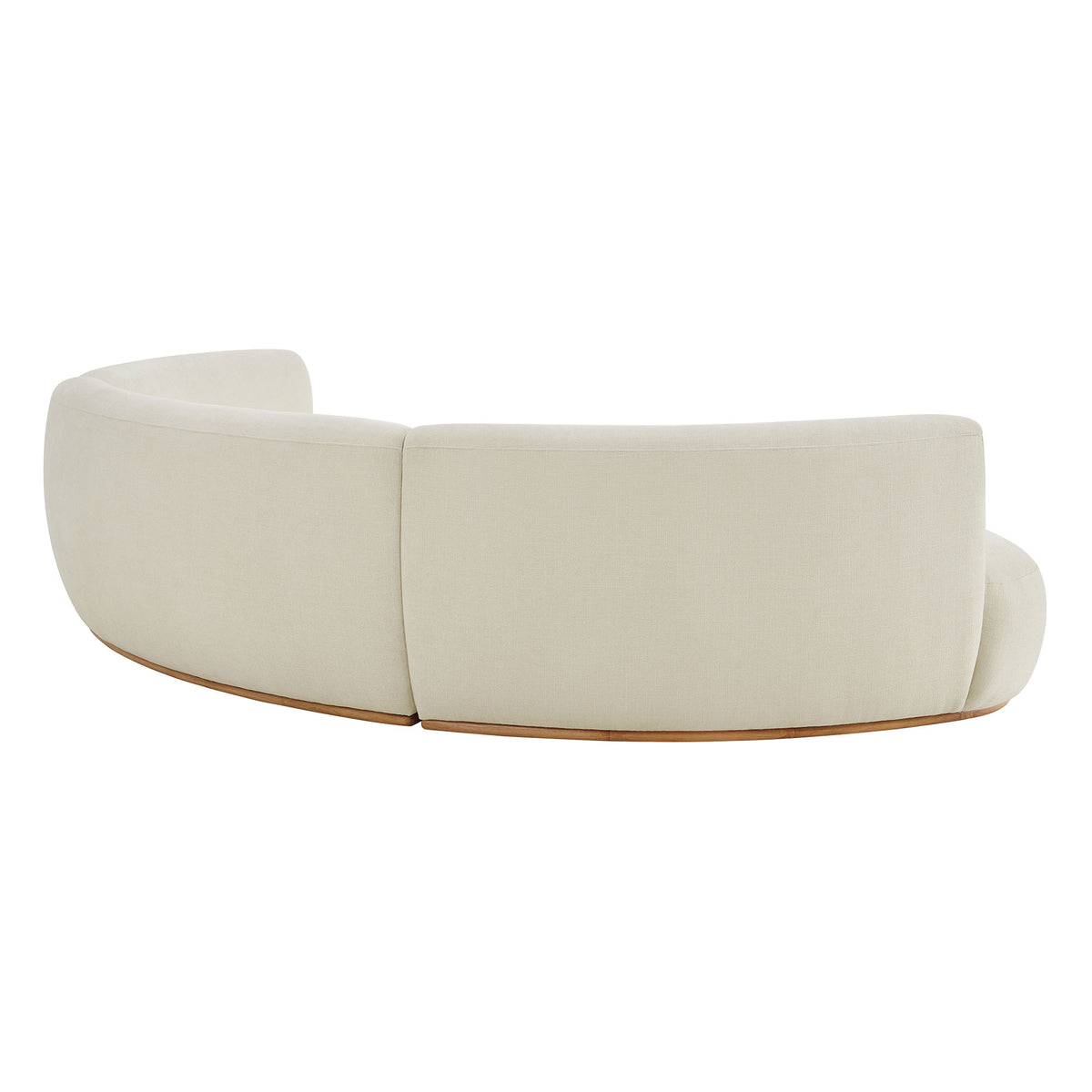Rialta 3 Piece Curved Slub Weave Fabric Sectional Sofa - Ecru