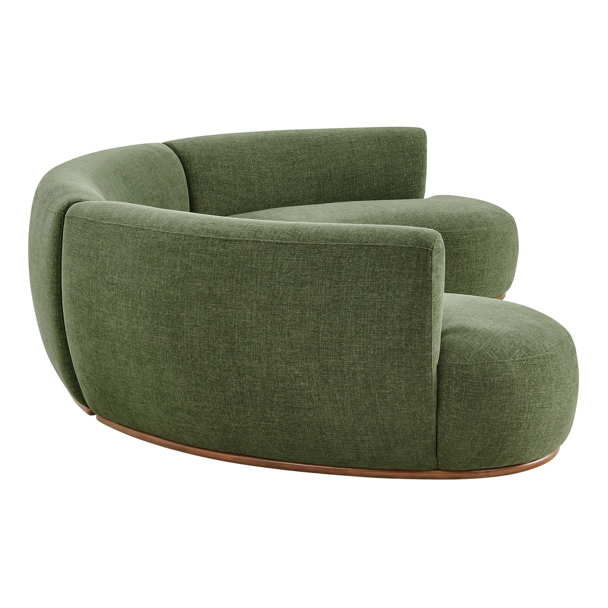Rialta 3 Piece Curved Slub Weave Fabric Sectional Sofa - Foliage
