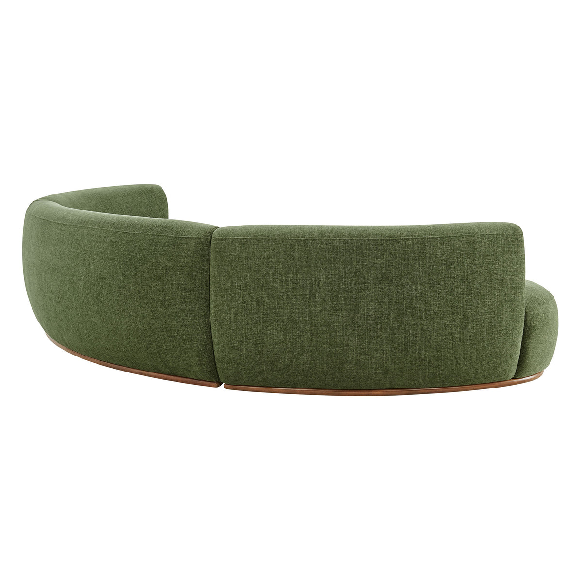 Rialta 3 Piece Curved Slub Weave Fabric Sectional Sofa - Foliage