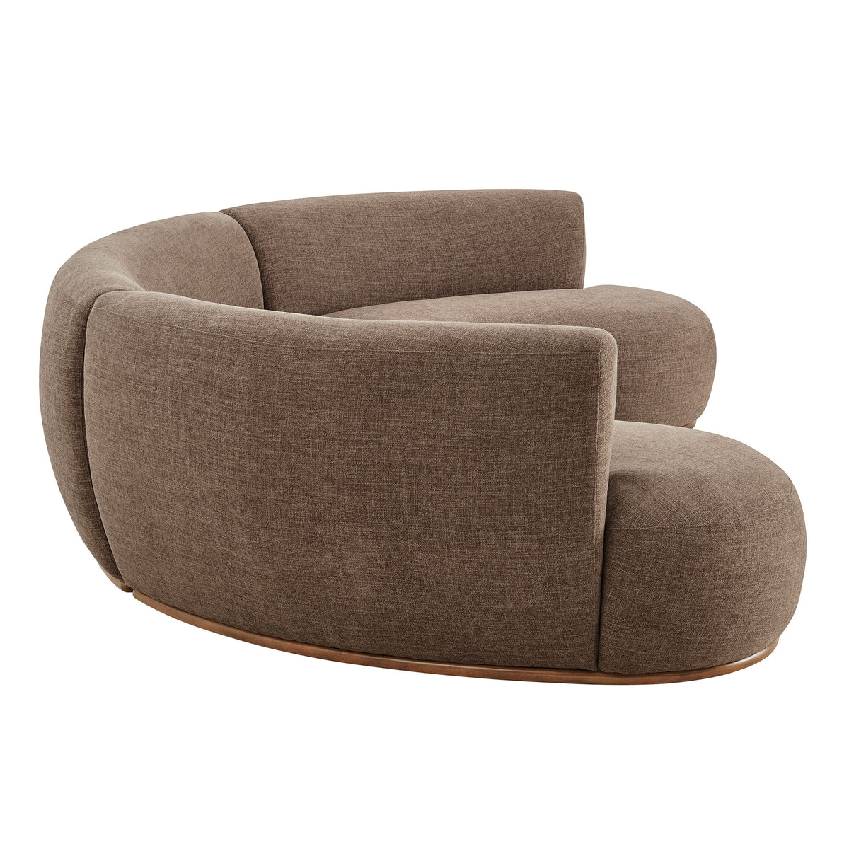 Rialta 3 Piece Curved Slub Weave Fabric Sectional Sofa - Mocha