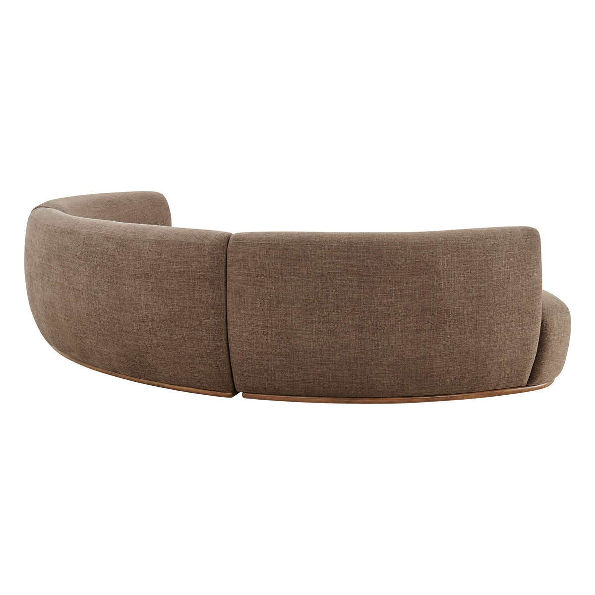 Rialta 3 Piece Curved Slub Weave Fabric Sectional Sofa - Mocha