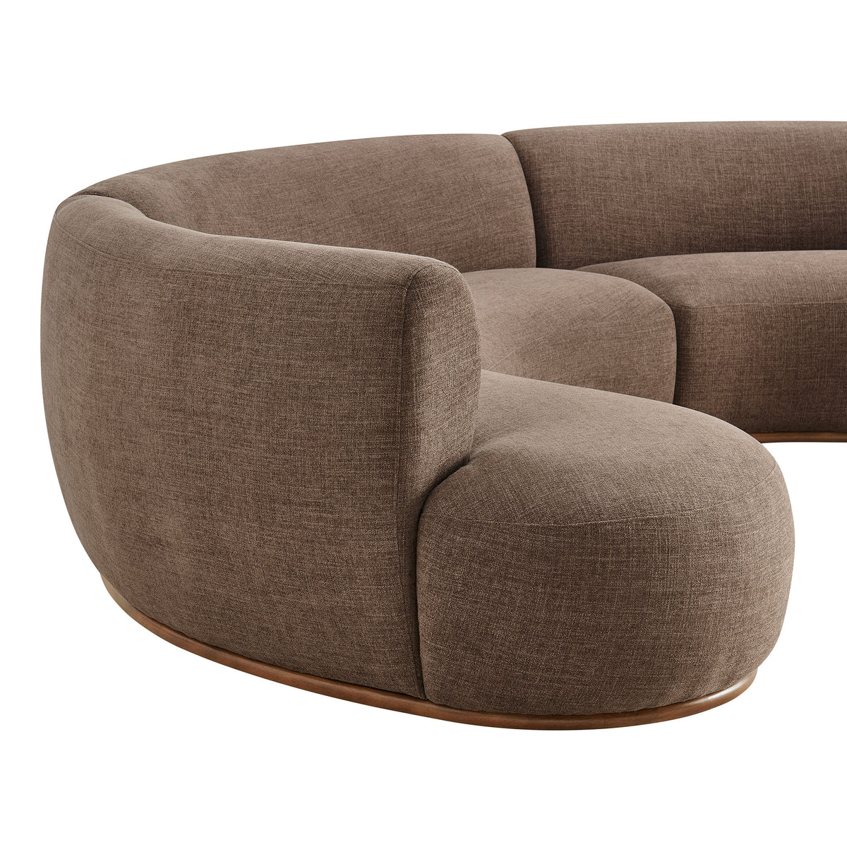 Rialta 3 Piece Curved Slub Weave Fabric Sectional Sofa - Mocha