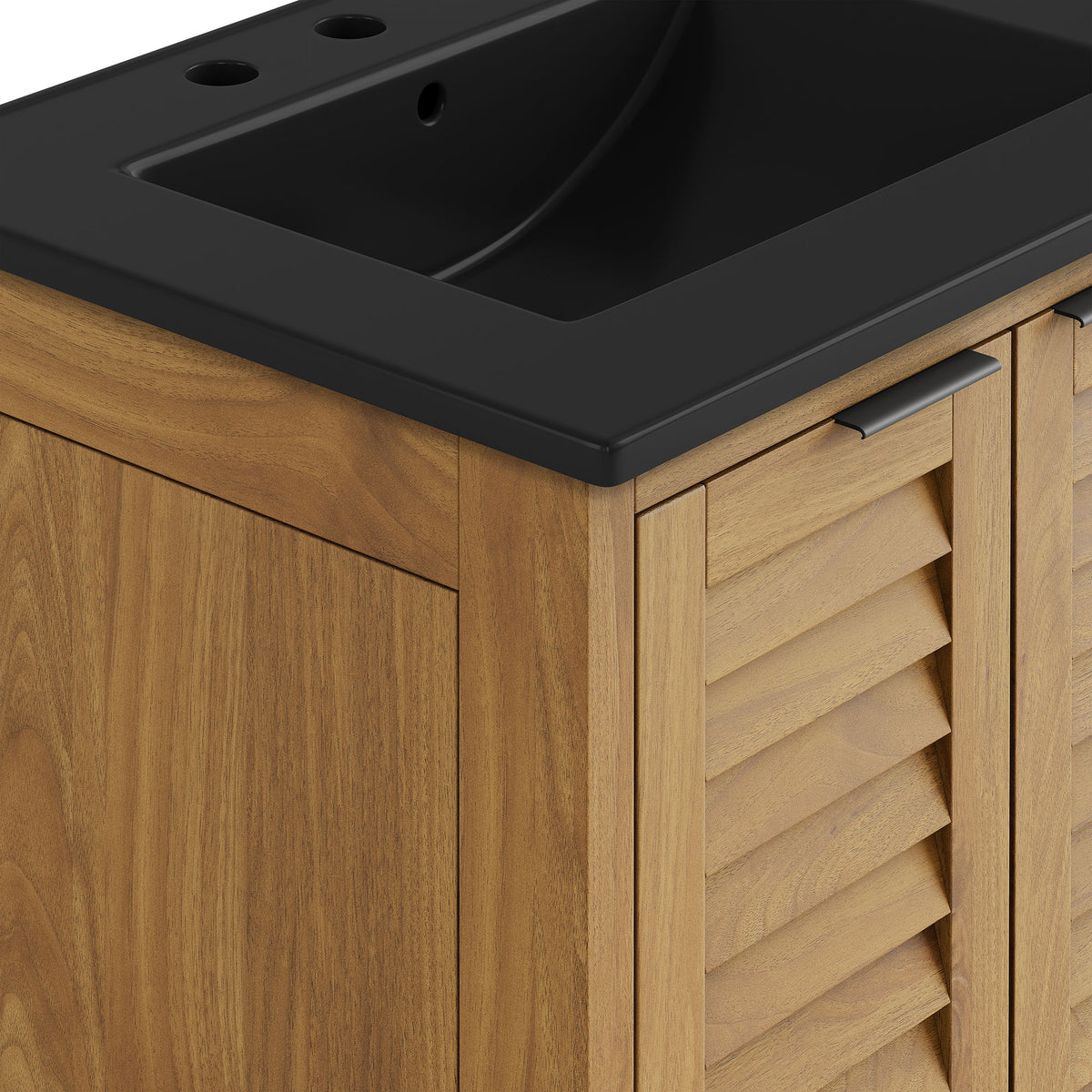 Tavira 24 Inch Shutter-Style Bathroom Vanity - Natural Black