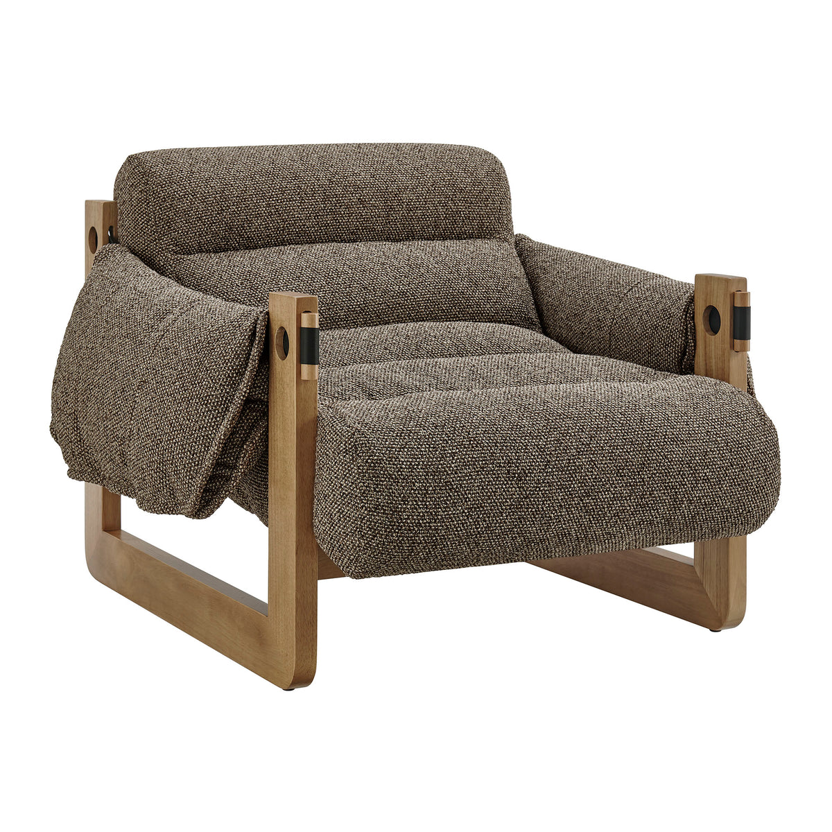 Sorelle Upholstered Fabric Sling Lounge Chair - Dark Brown Earth