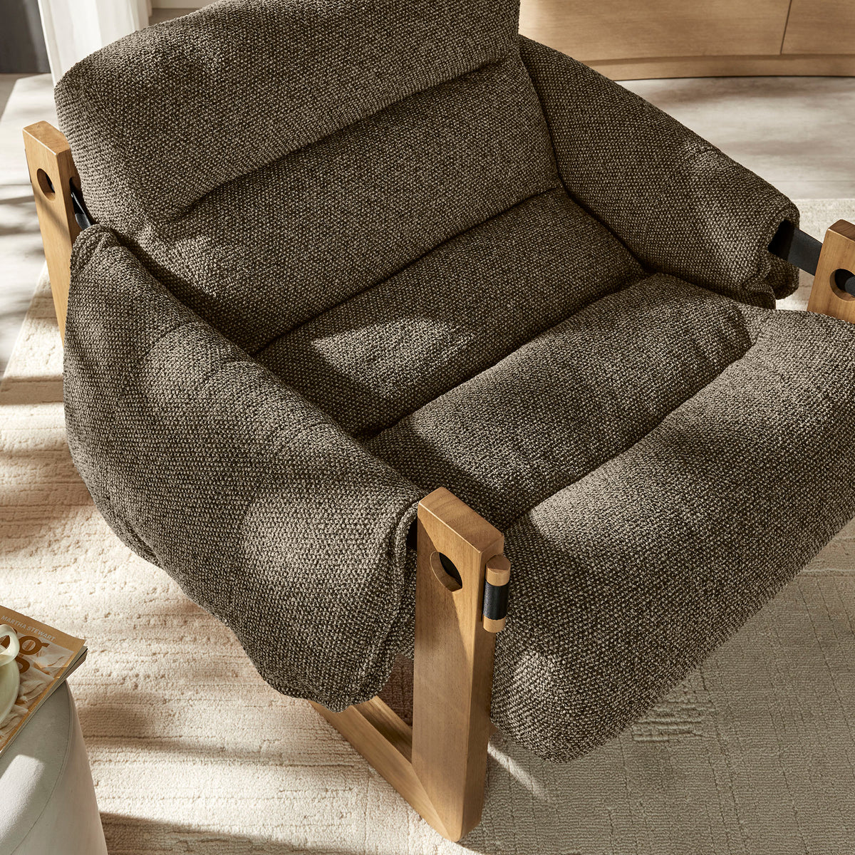Sorelle Upholstered Fabric Sling Lounge Chair - Dark Brown Earth