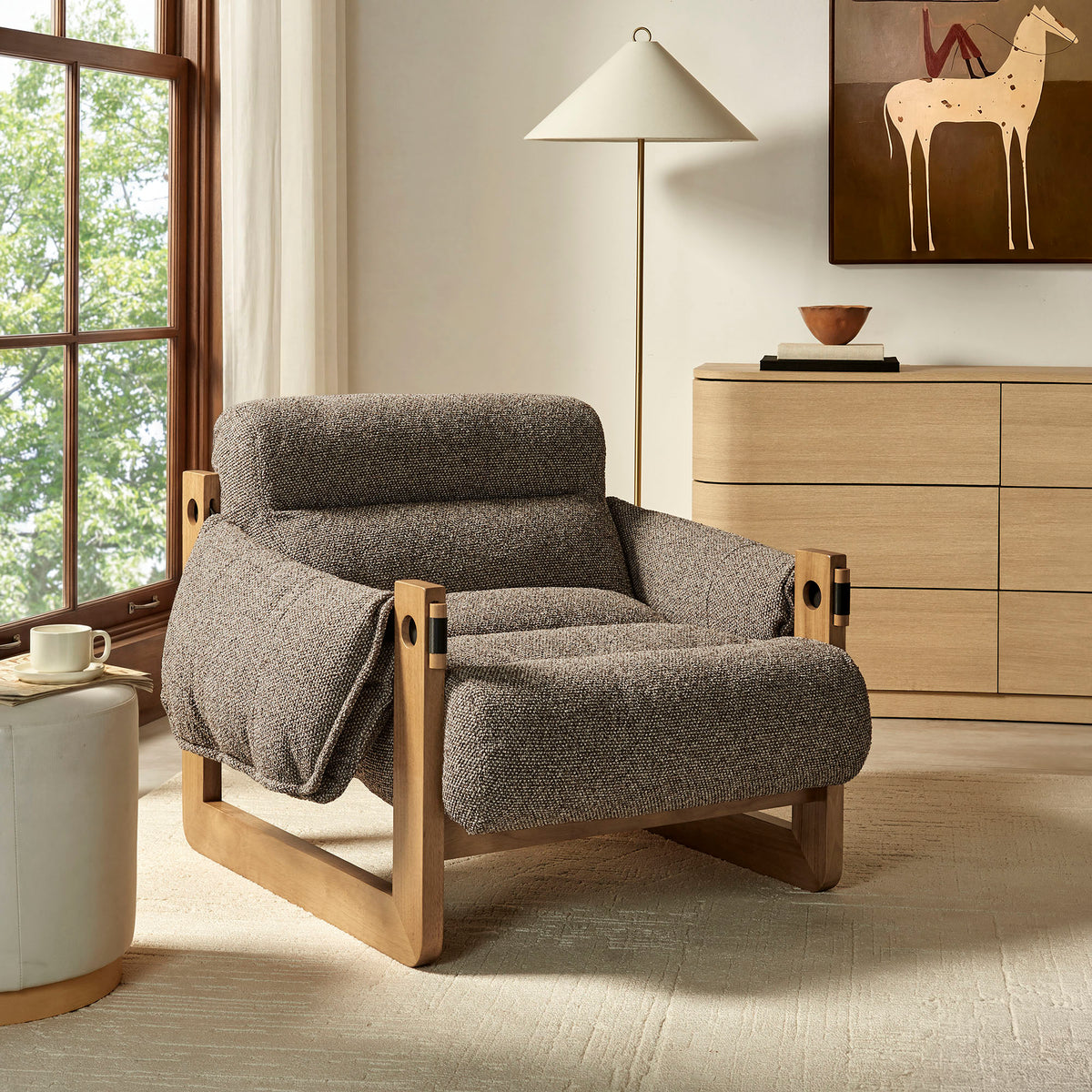 Sorelle Upholstered Fabric Sling Lounge Chair - Dark Brown Earth