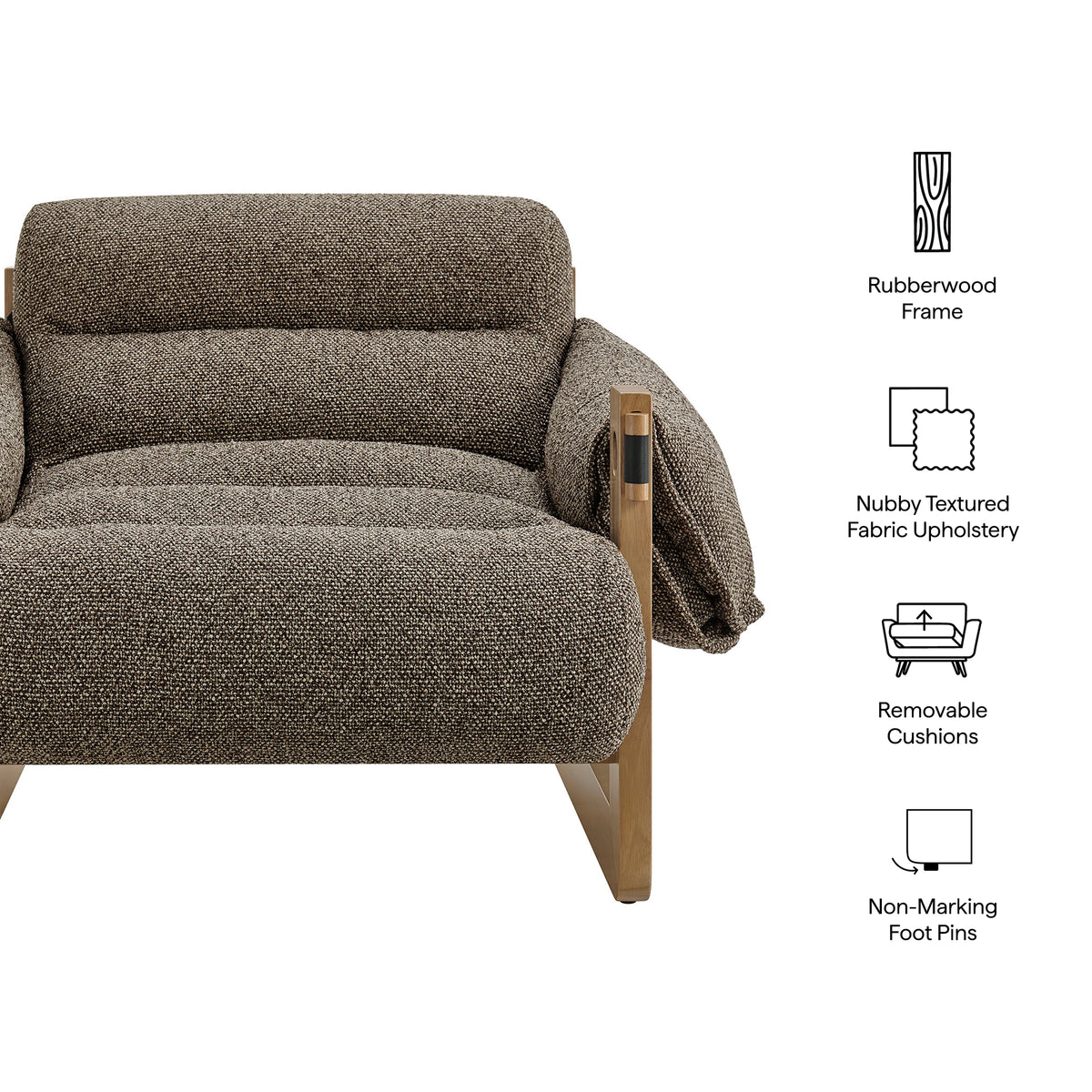 Sorelle Upholstered Fabric Sling Lounge Chair - Dark Brown Earth