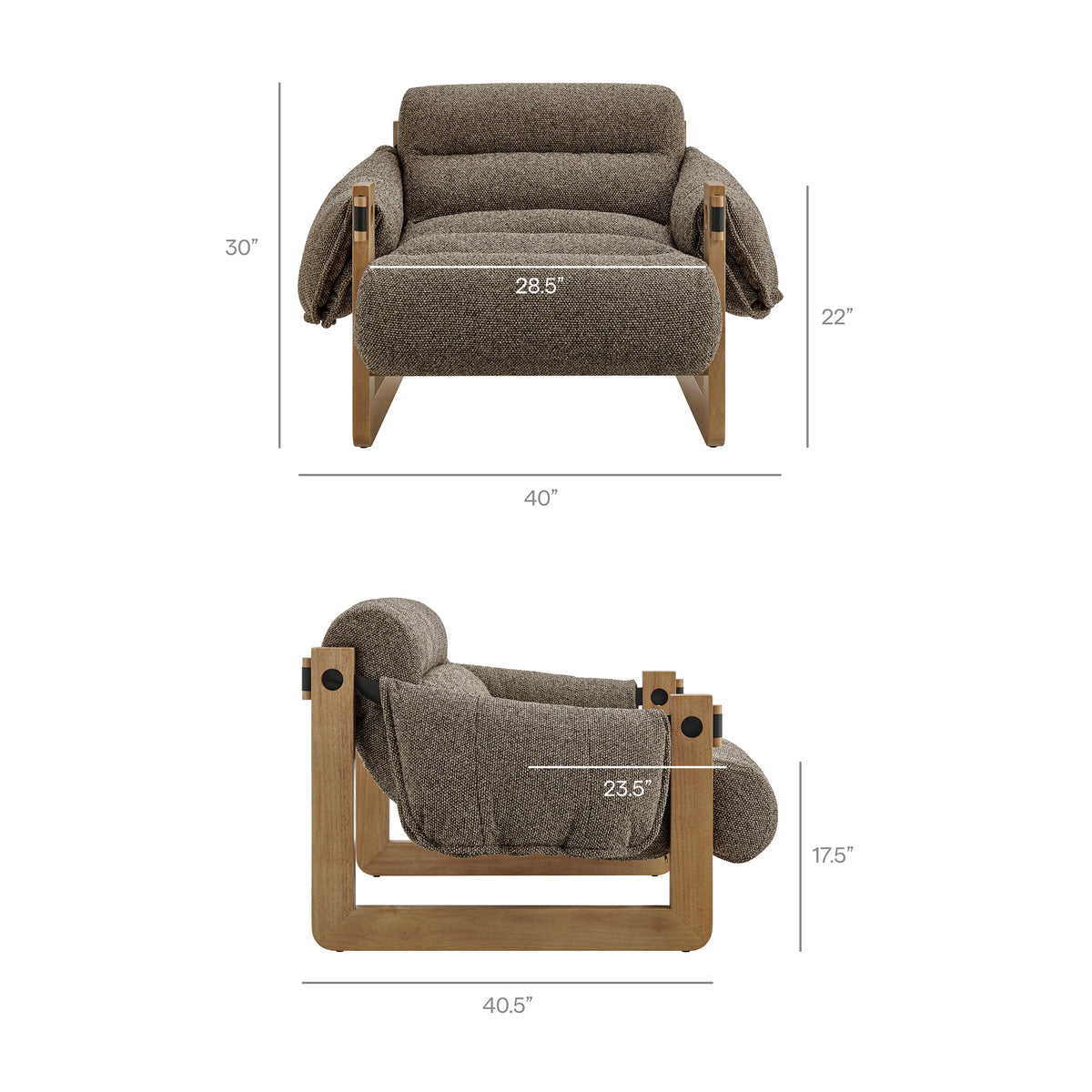 Sorelle Upholstered Fabric Sling Lounge Chair - Dark Brown Earth