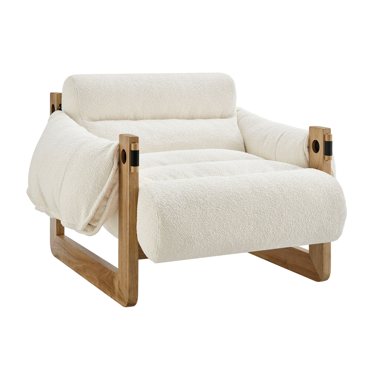 Sorelle Upholstered Fabric Sling Lounge Chair - Oak Cream