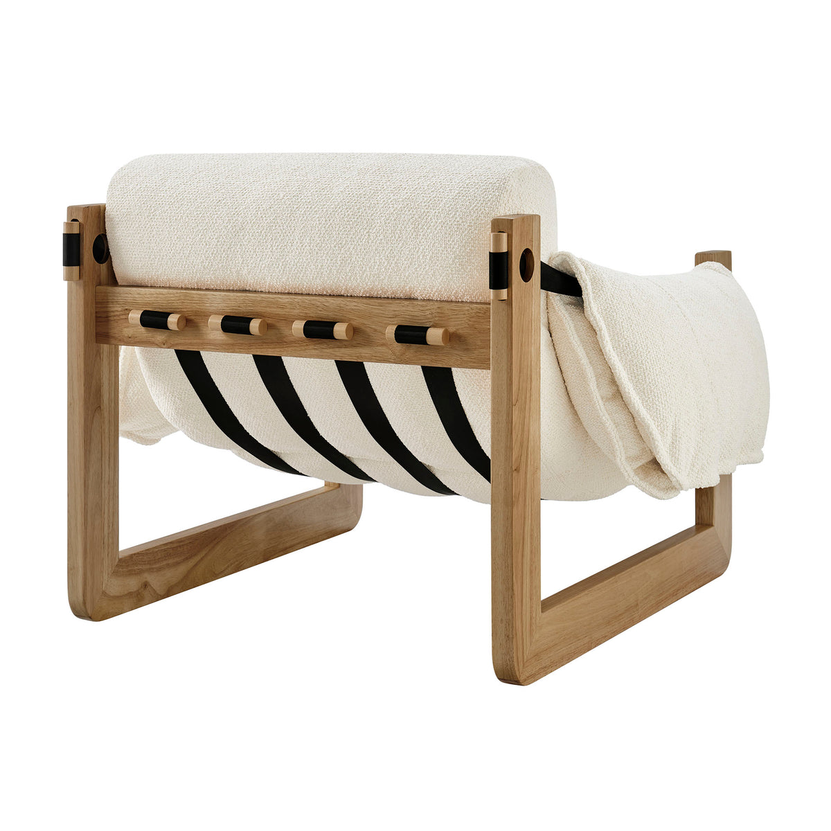 Sorelle Upholstered Fabric Sling Lounge Chair - Oak Cream