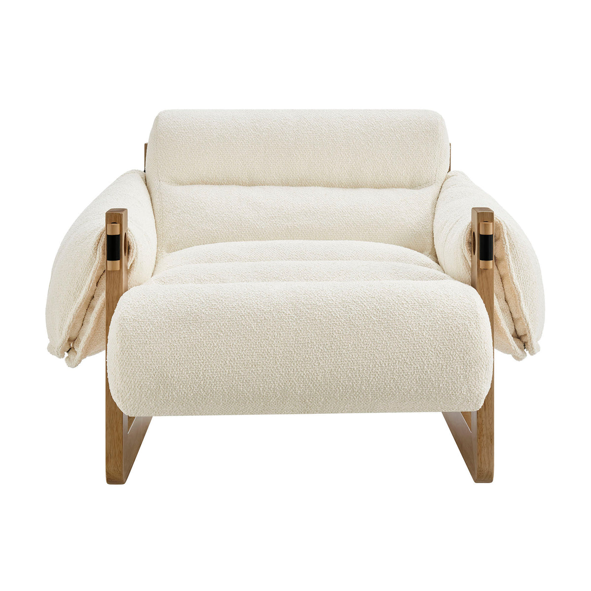 Sorelle Upholstered Fabric Sling Lounge Chair - Oak Cream