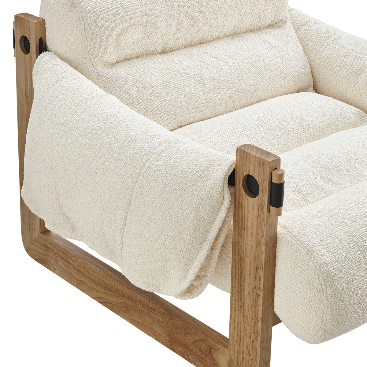 Sorelle Upholstered Fabric Sling Lounge Chair - Oak Cream