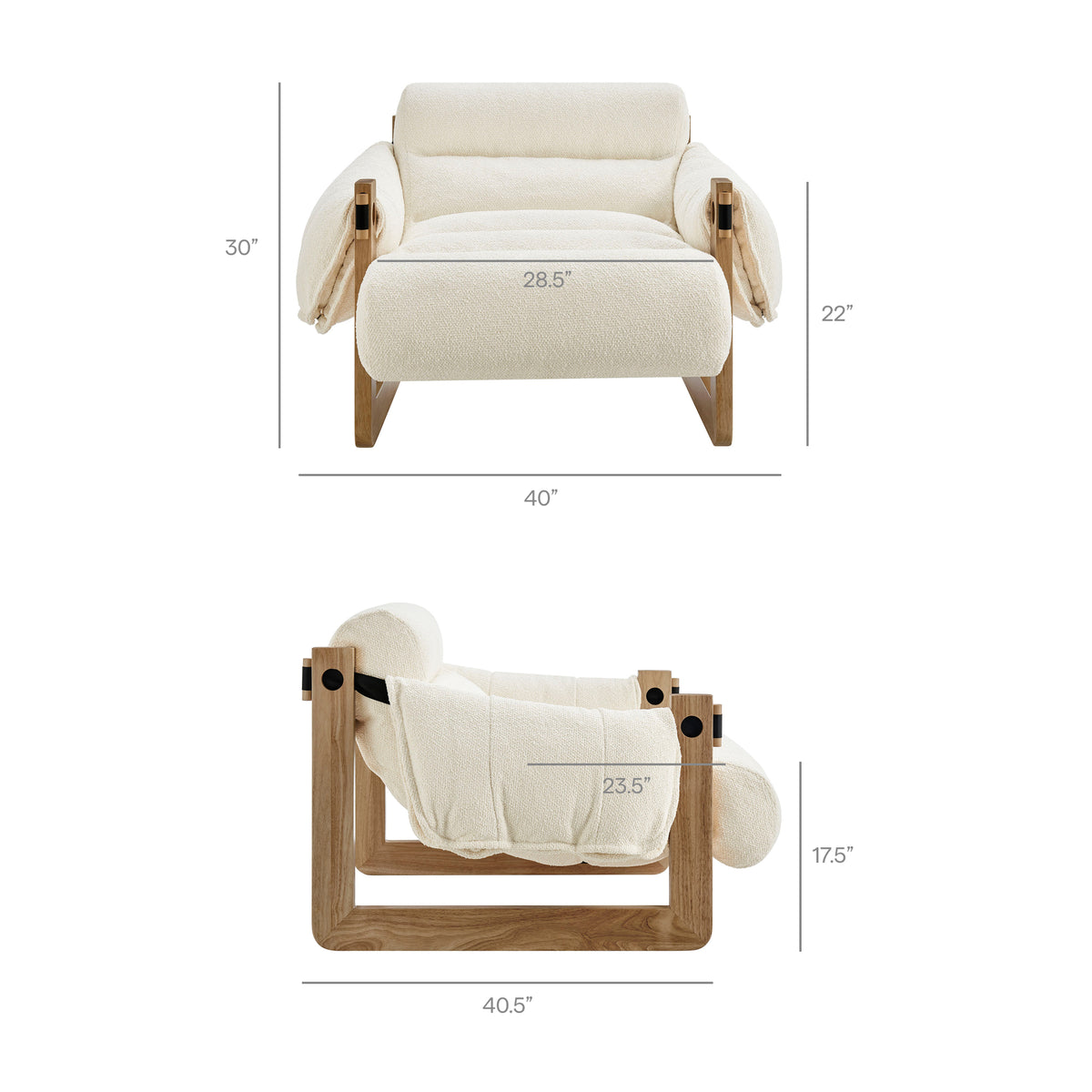 Sorelle Upholstered Fabric Sling Lounge Chair - Oak Cream