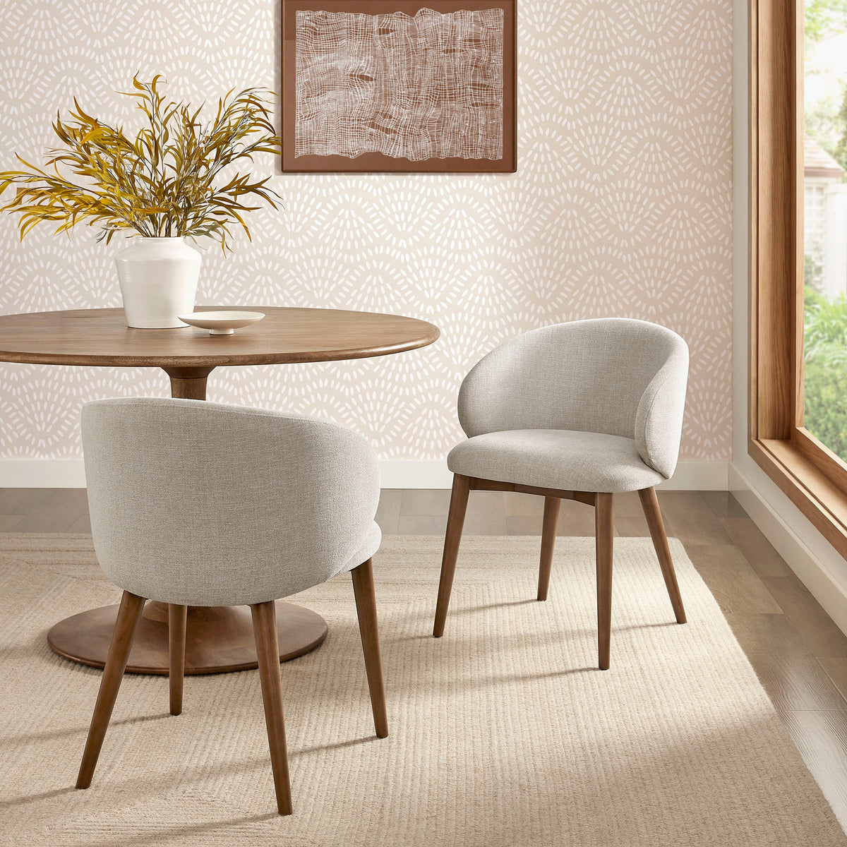 Anelle Upholstered Fabric Dining Chairs Set of 2 - Linen