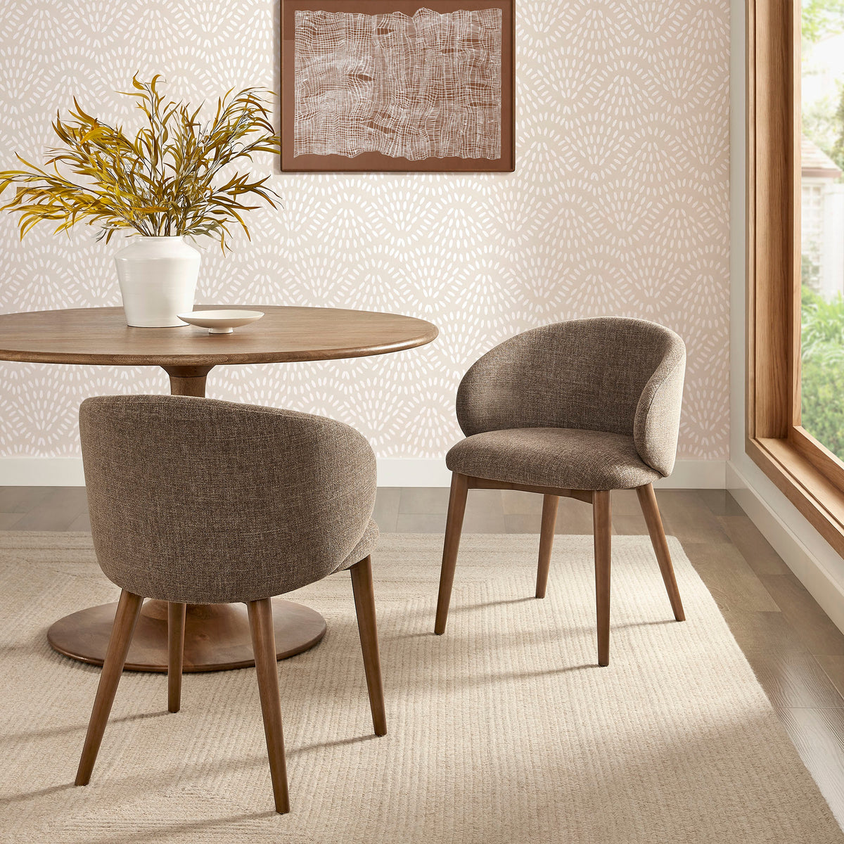 Anelle Upholstered Fabric Dining Chairs Set of 2 - Mocha