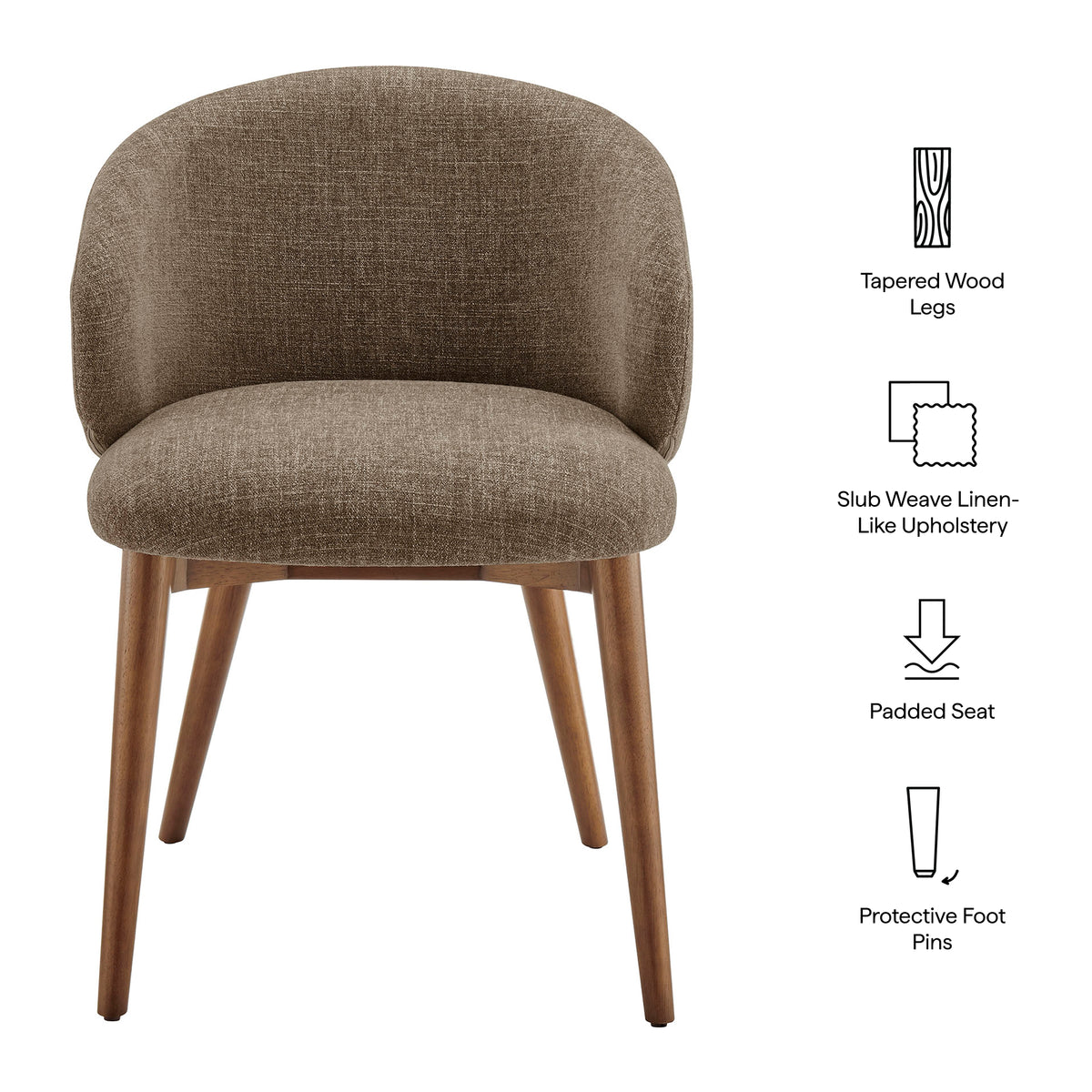 Anelle Upholstered Fabric Dining Chairs Set of 2 - Mocha