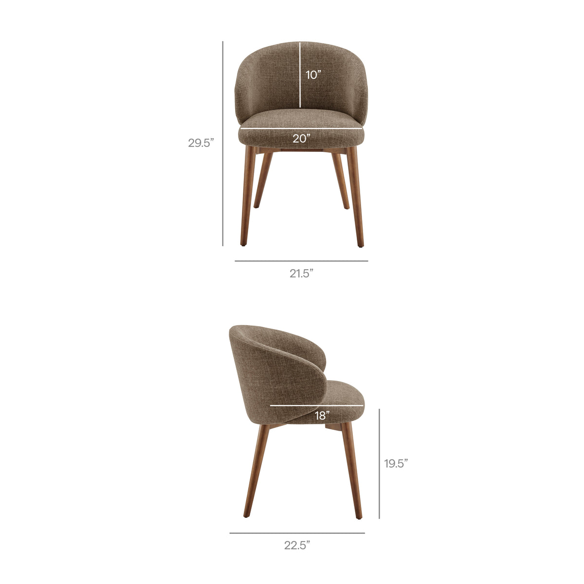 Anelle Upholstered Fabric Dining Chairs Set of 2 - Mocha