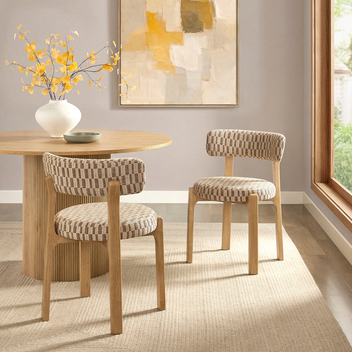 Marsha Retro Upholstered Fabric Dining Chairs Set of 2 - Mineral