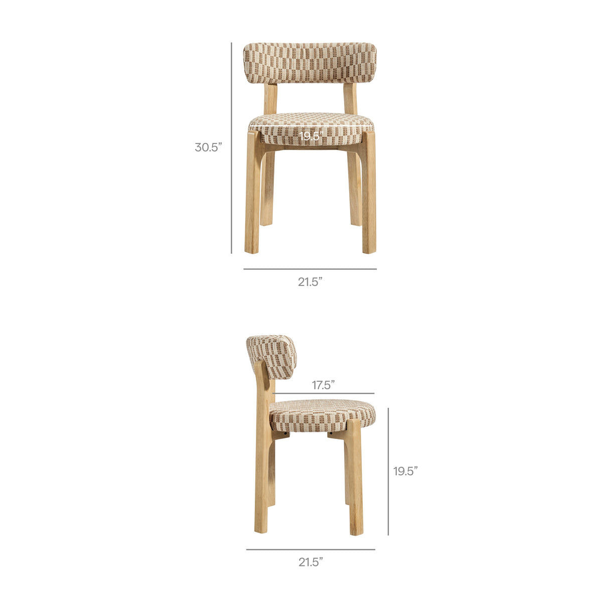 Marsha Retro Upholstered Fabric Dining Chairs Set of 2 - Mineral