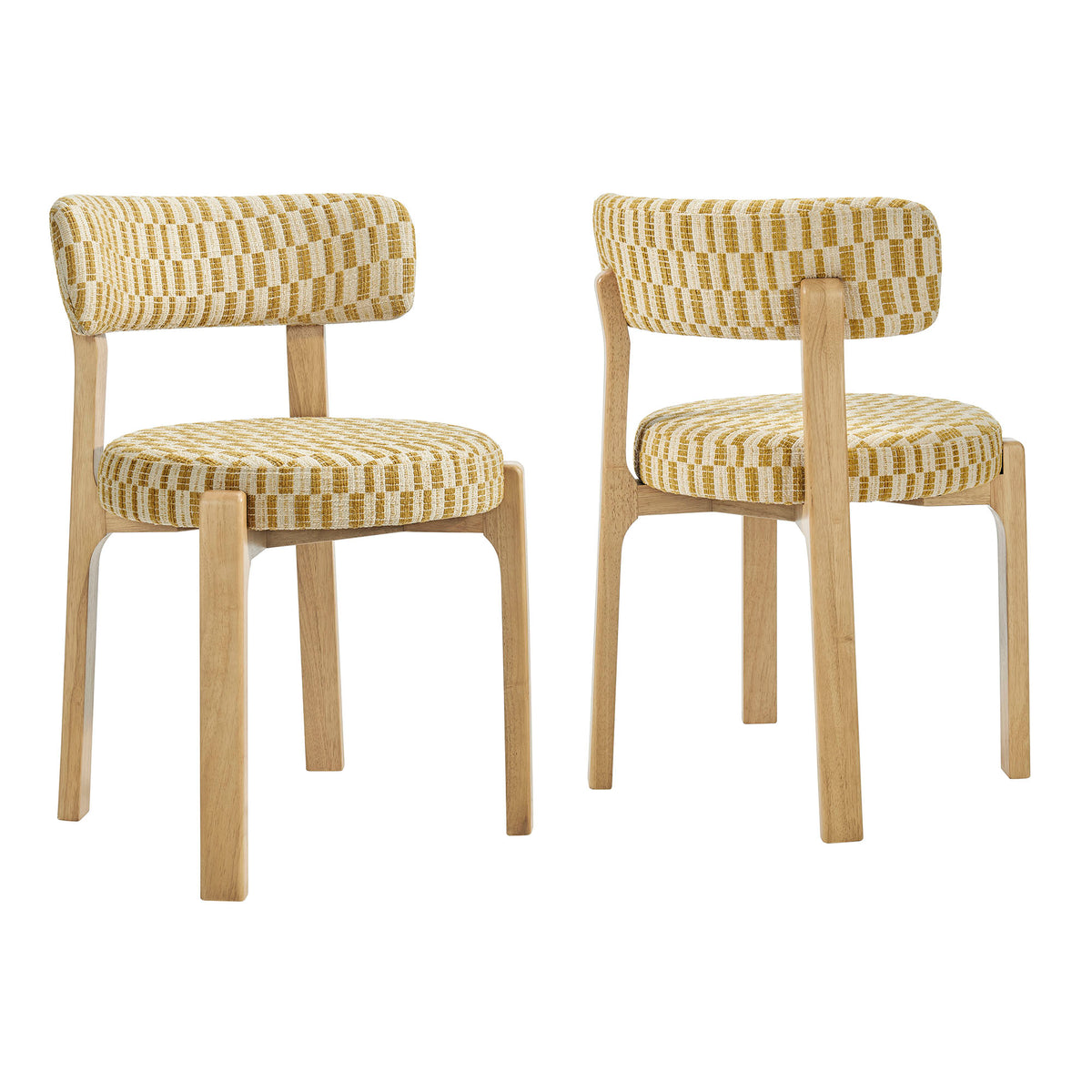 Marsha Retro Upholstered Fabric Dining Chairs Set of 2 - Sunrise