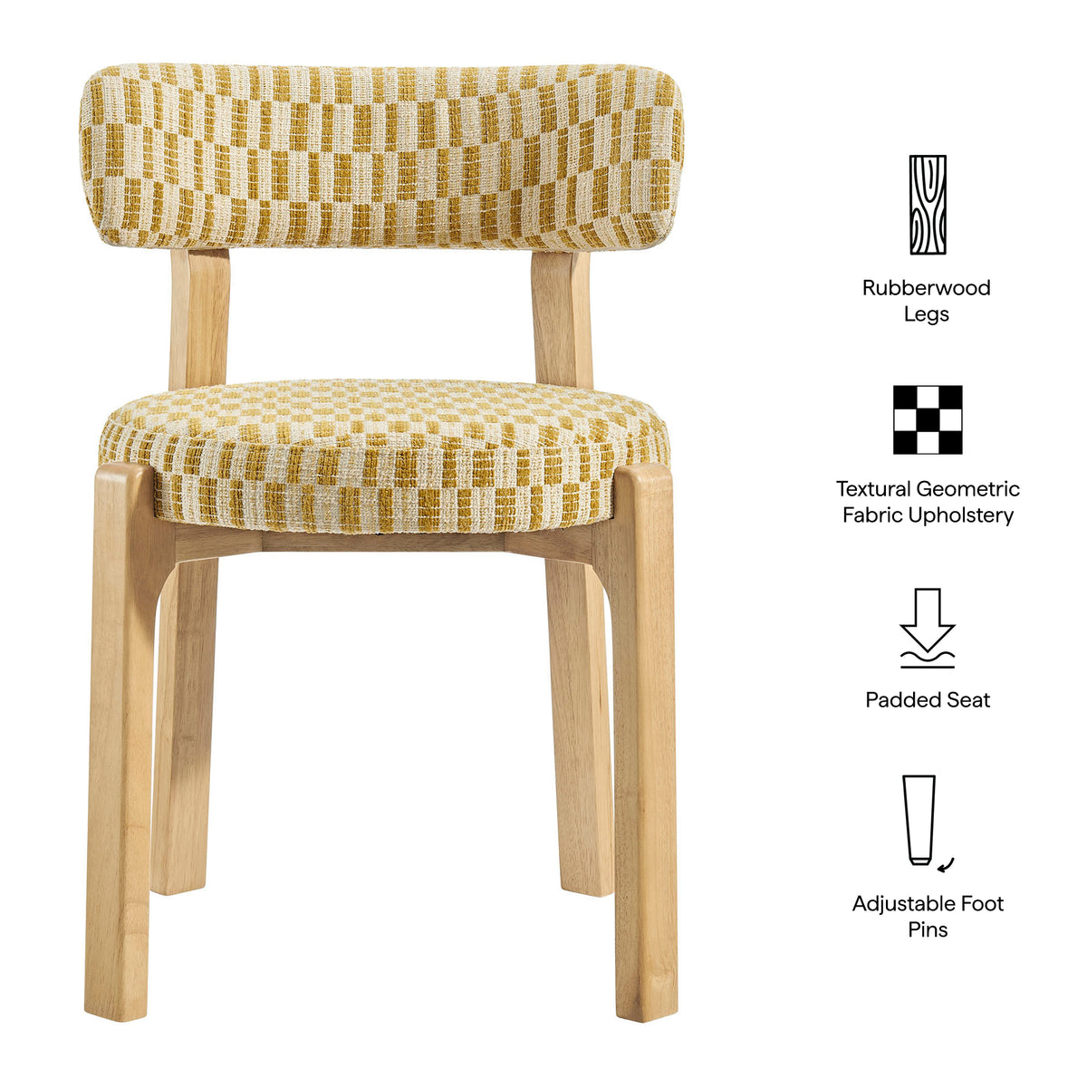 Marsha Retro Upholstered Fabric Dining Chairs Set of 2 - Sunrise