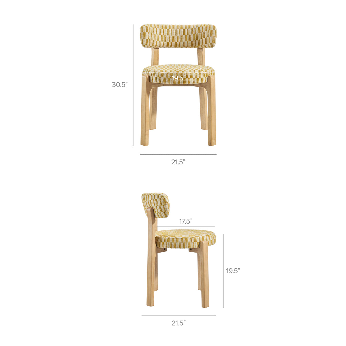 Marsha Retro Upholstered Fabric Dining Chairs Set of 2 - Sunrise