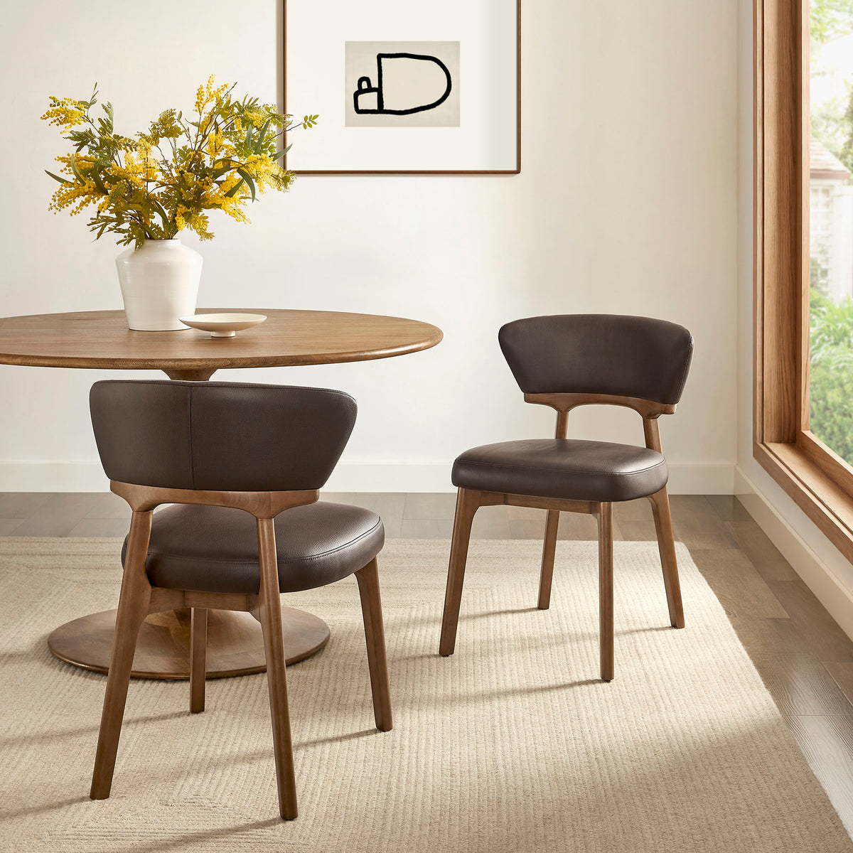 Daphne Vegan Leather Dining Chairs Set of 2 - Espresso