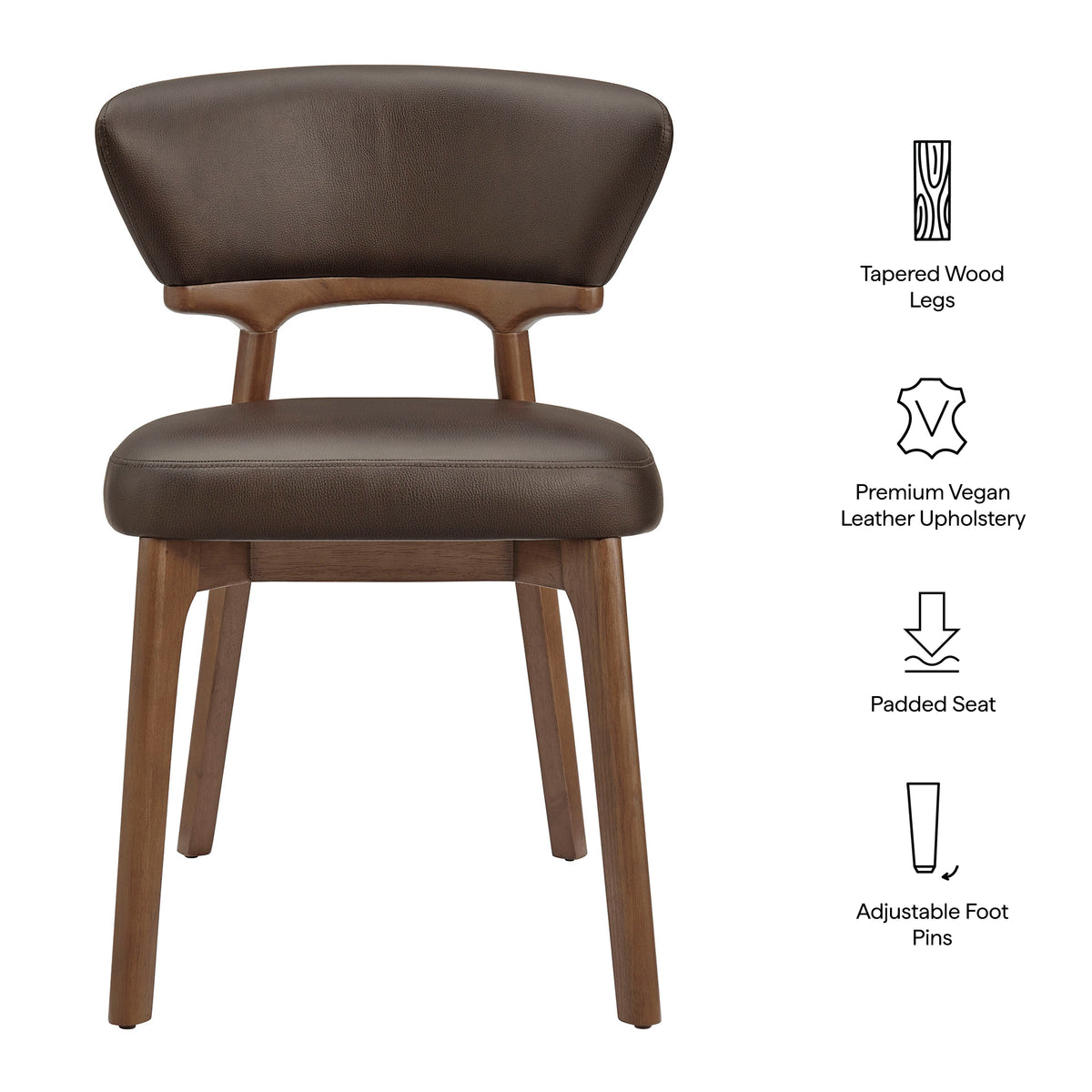 Daphne Vegan Leather Dining Chairs Set of 2 - Espresso