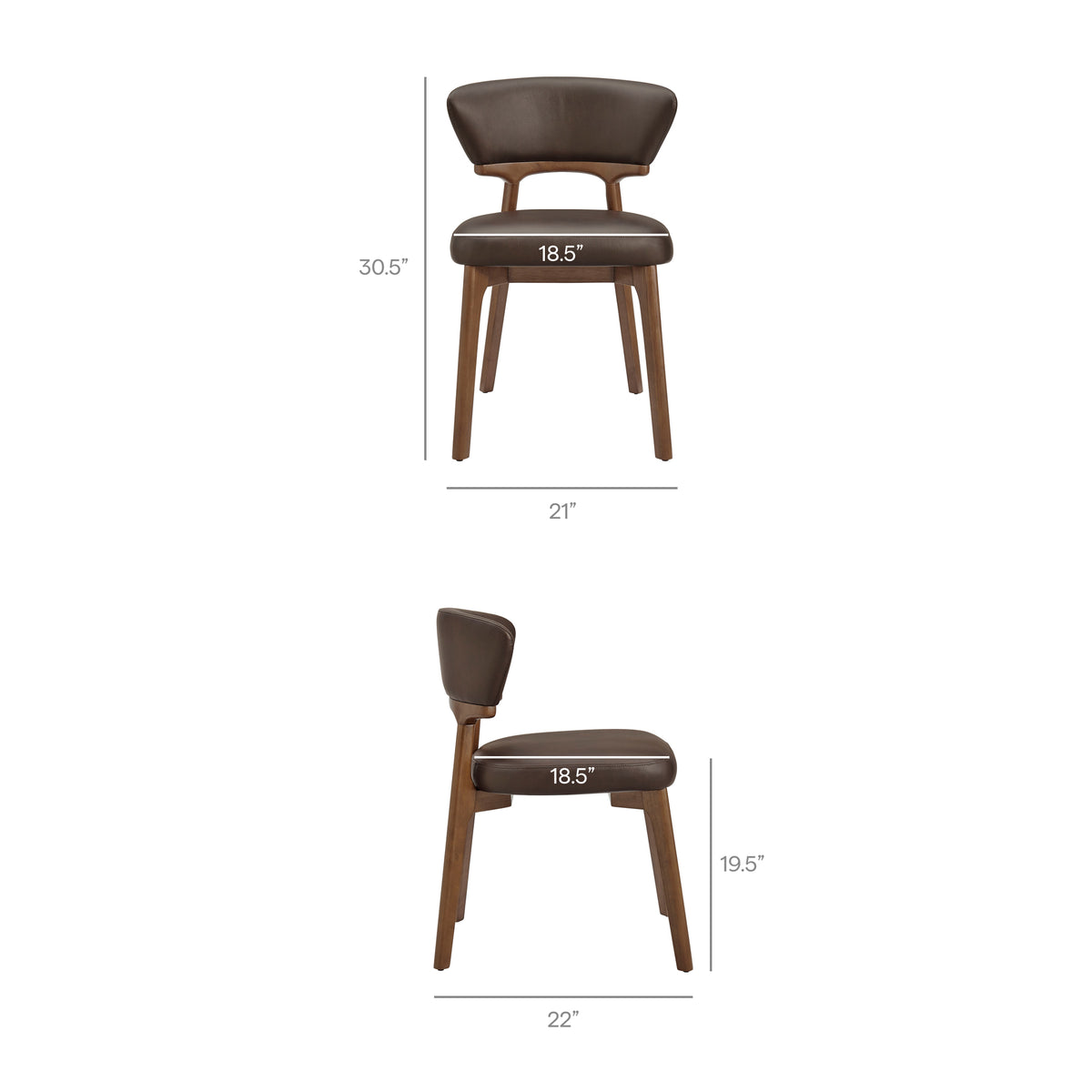 Daphne Vegan Leather Dining Chairs Set of 2 - Espresso