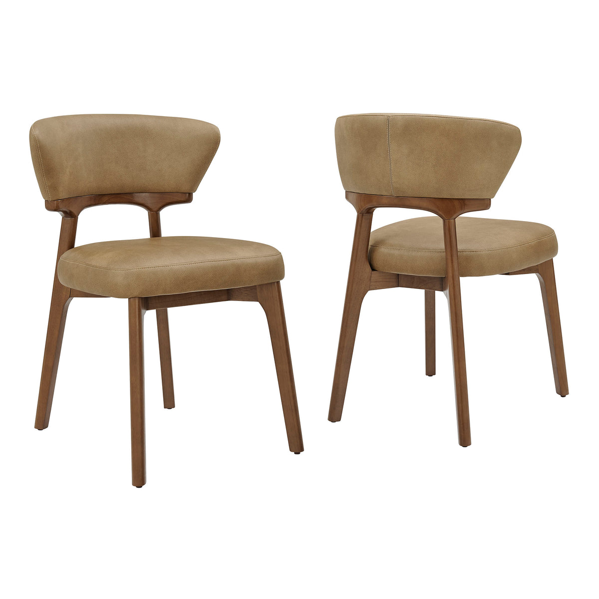 Daphne Vegan Leather Dining Chairs Set of 2 - Toast