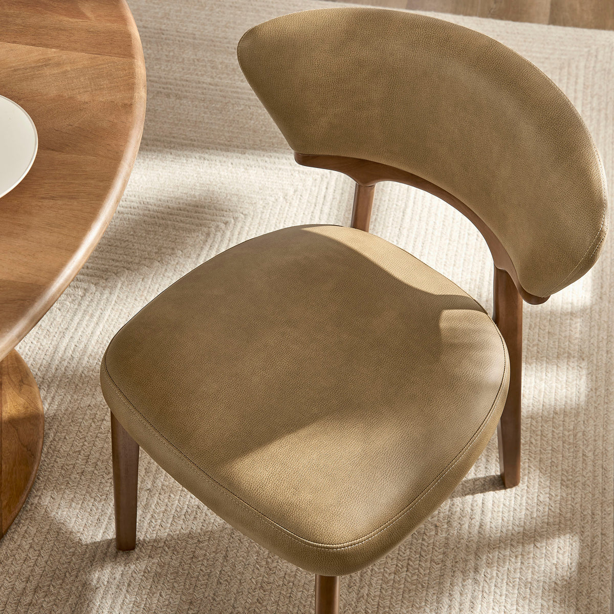 Daphne Vegan Leather Dining Chairs Set of 2 - Toast