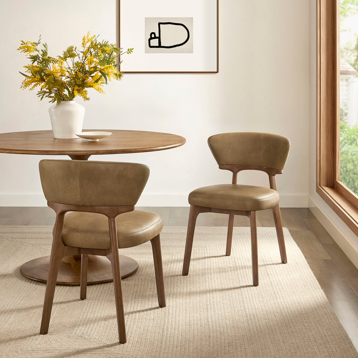 Daphne Vegan Leather Dining Chairs Set of 2 - Toast