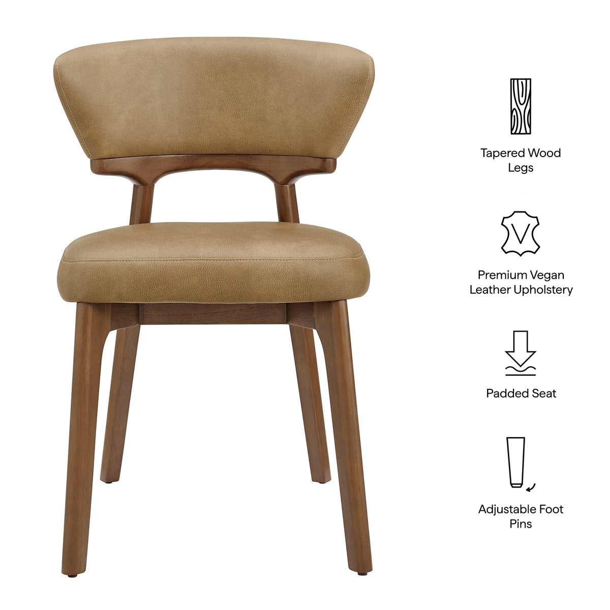 Daphne Vegan Leather Dining Chairs Set of 2 - Toast