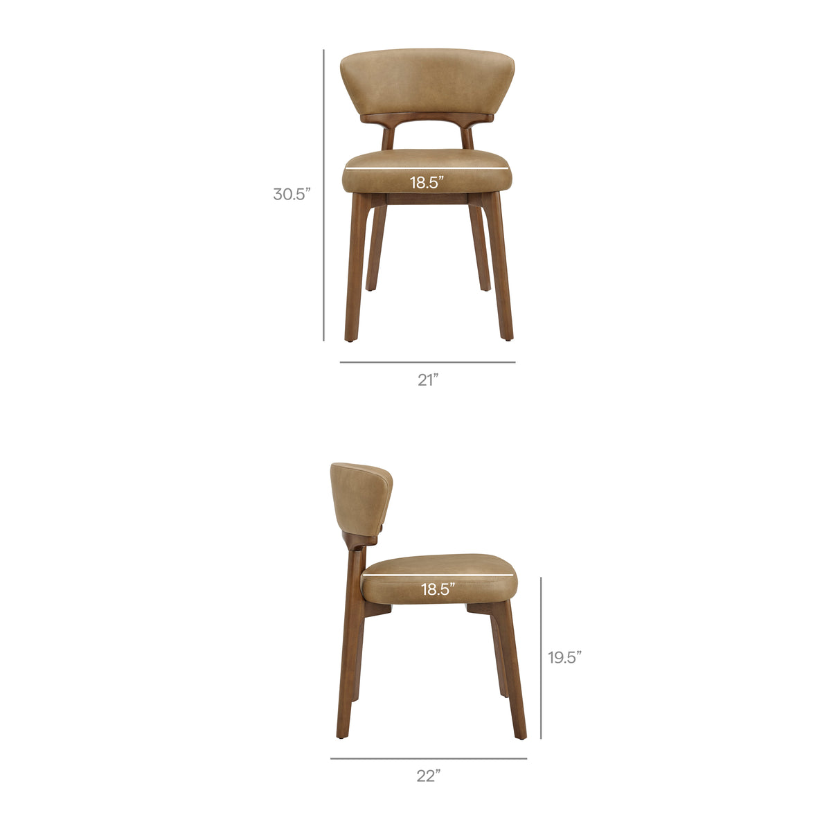 Daphne Vegan Leather Dining Chairs Set of 2 - Toast
