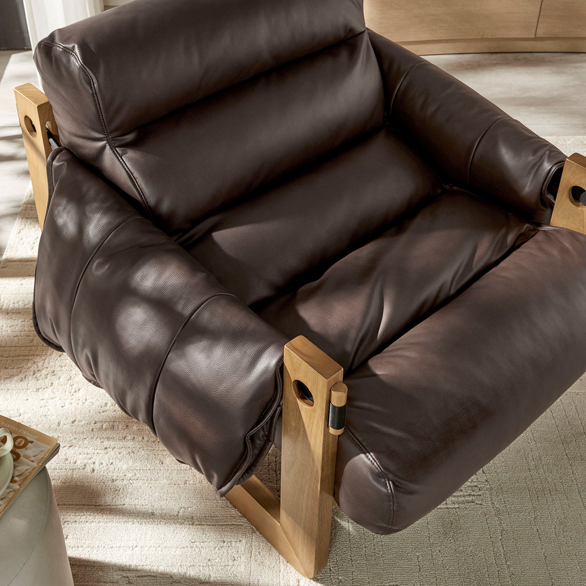 Sorelle Vegan Leather Sling Lounge Chair - Espresso