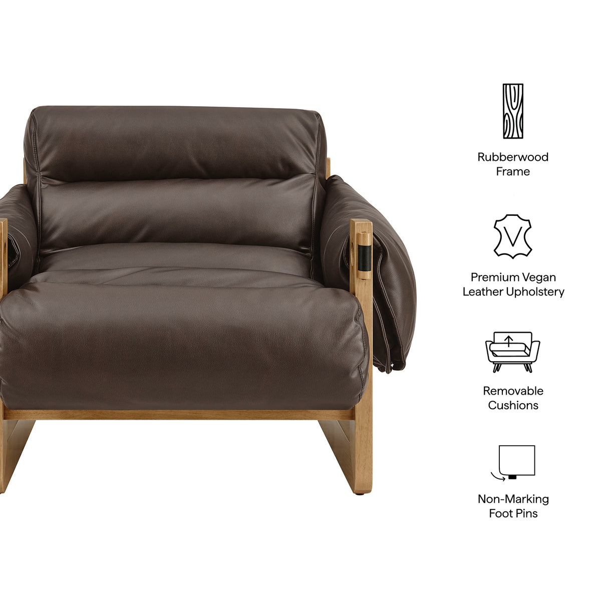 Sorelle Vegan Leather Sling Lounge Chair - Espresso