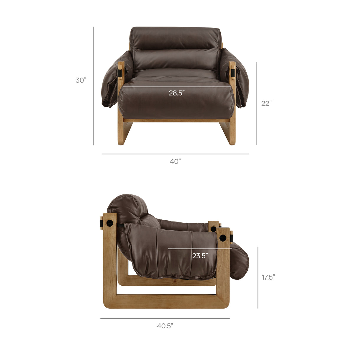 Sorelle Vegan Leather Sling Lounge Chair - Espresso