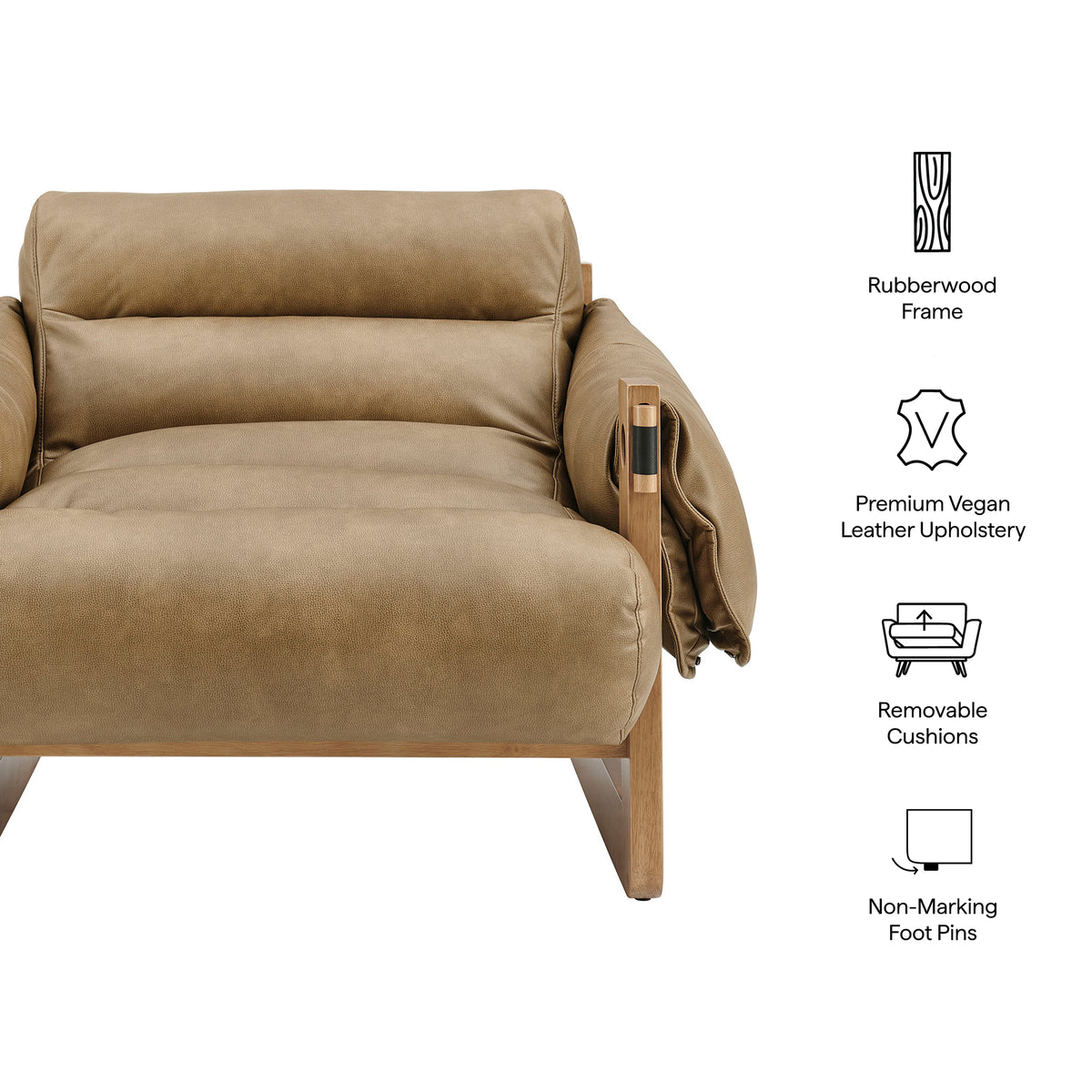 Sorelle Vegan Leather Sling Lounge Chair - Toast