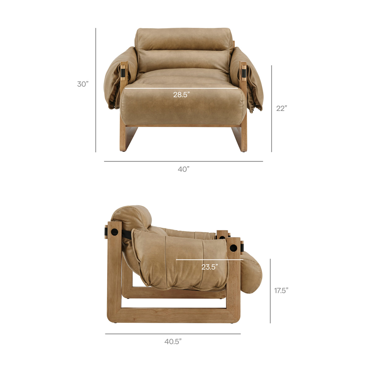 Sorelle Vegan Leather Sling Lounge Chair - Toast