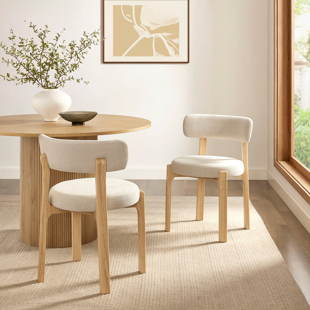Marsha Upholstered Fabric Dining Chairs Set of 2 - Ecru